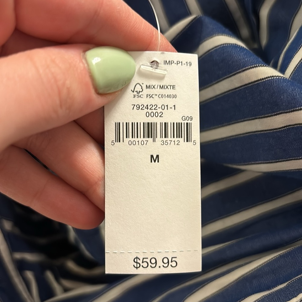 Gap Striped Ruched Shirtdress Size M - Picture 3 of 3
